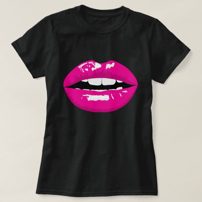Giant Lip Lipstick Queen Black T-Shirt (Design Front)