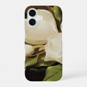 Giant Magnolias on a Blue Velvet Cloth by MJ Heade iPhone 16 Case