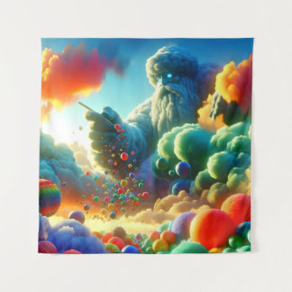 Giant Making Colourful Candy from Clouds Tapestry
