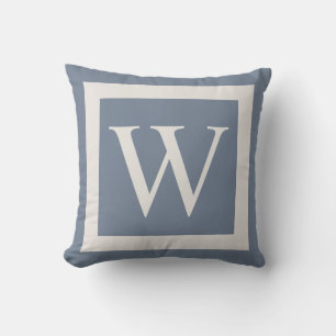 Giant Monogram on Dusty Blue Cushion