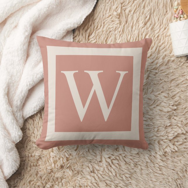 Giant Monogram on Terra Cotta Background Cushion (Blanket)