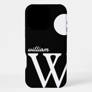 Giant Monogram Simple Black and White iPhone 16 Pro Max Case