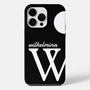 Giant Monogram Simple Black and White iPhone 14 Pro Max Case