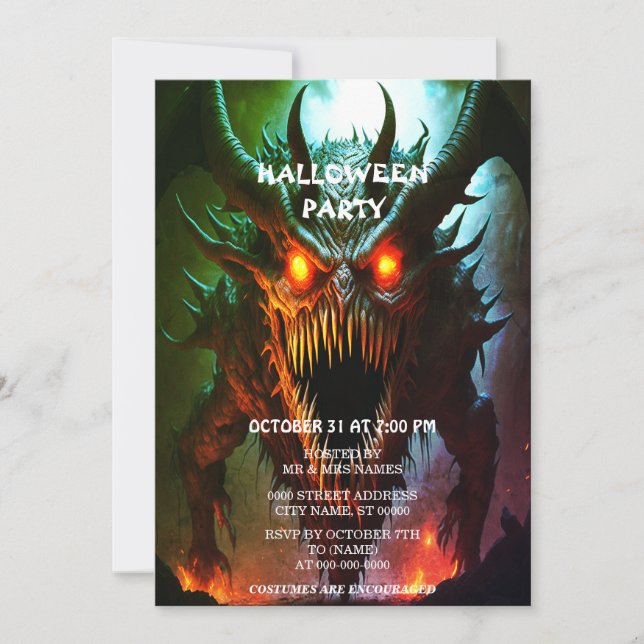 Giant Monster Halloween Party Invitation (Front)
