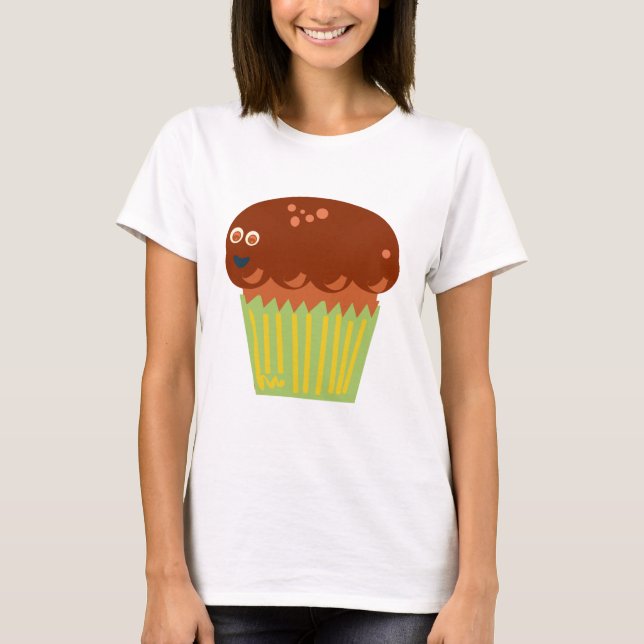 Giant Muffin Character Funny Cartoon T-Shirt (Front)
