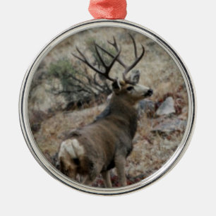 Giant mule deer buck metal ornament