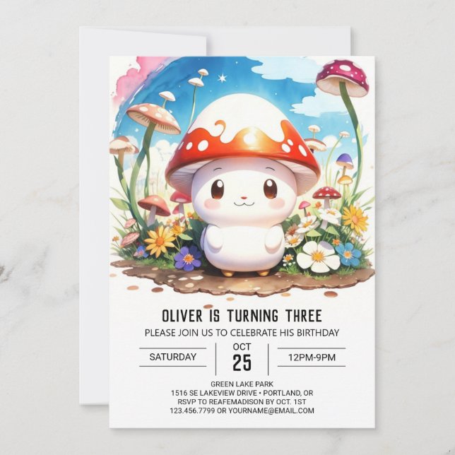 Giant Mushroom Boho Bash Birthday Invitation (Front)