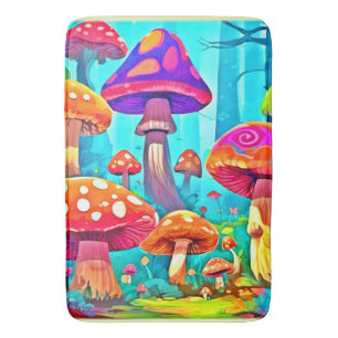 Giant Mushroom Cartoon Art Bath Mat
