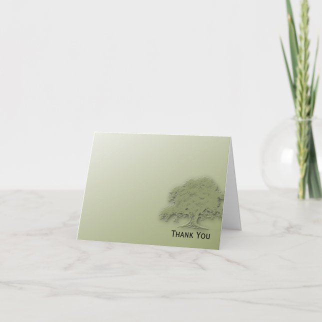 Giant Oak on Green Field Note Card (Front)