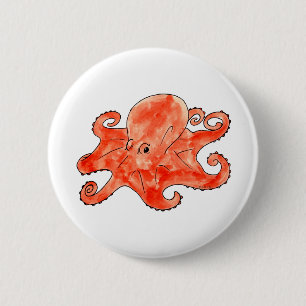 Giant octopus 6 cm round badge