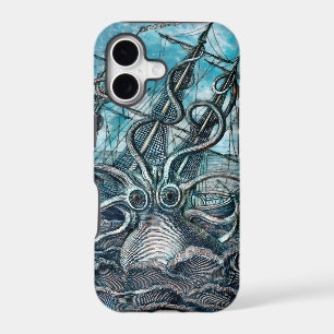 Giant Octopus Blue Sea Monster Sailboat