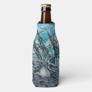 Giant Octopus Blue Sea Monster Sailboat Bottle Cooler