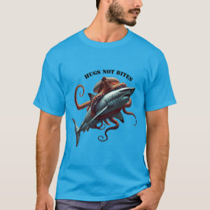 Giant Octopus Hugging a Huge Great White Shark URM T-Shirt