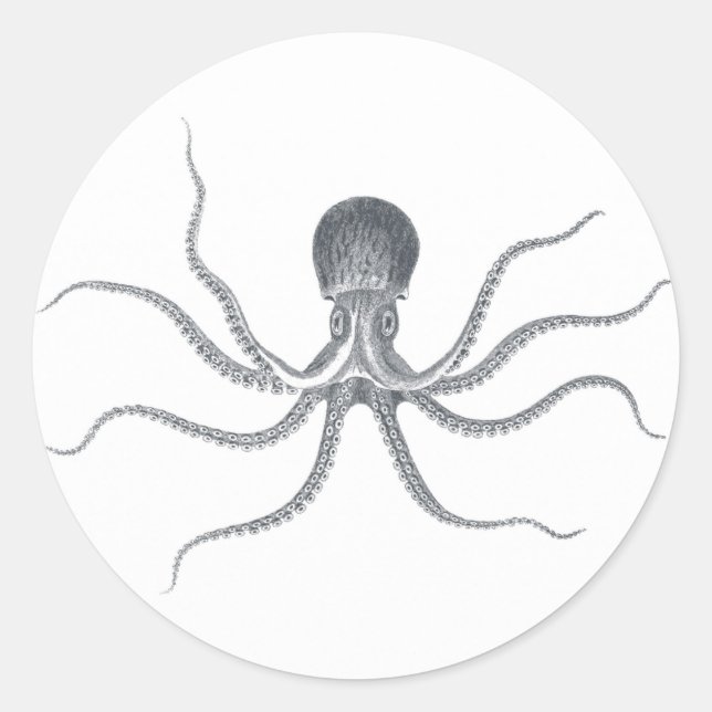 Giant Octopus Nautical Design Classic Round Sticker (Front)