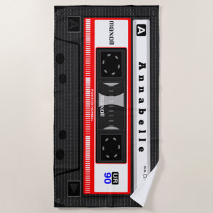 Giant Old School Cassette Personalise Beach Towel