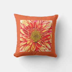 Giant Orange and Golden Yellow Aster Flower Cushion