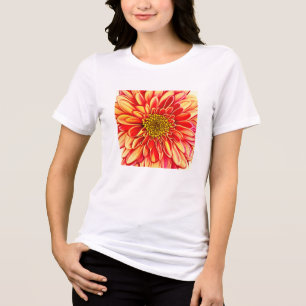 Giant Orange and Golden Yellow Aster Flower Tri-Blend Shirt