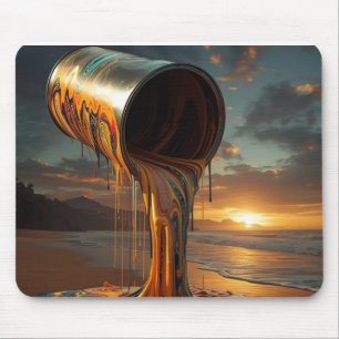 Giant Paincan Pours Paint Onto Sunset Beach Mouse Pad
