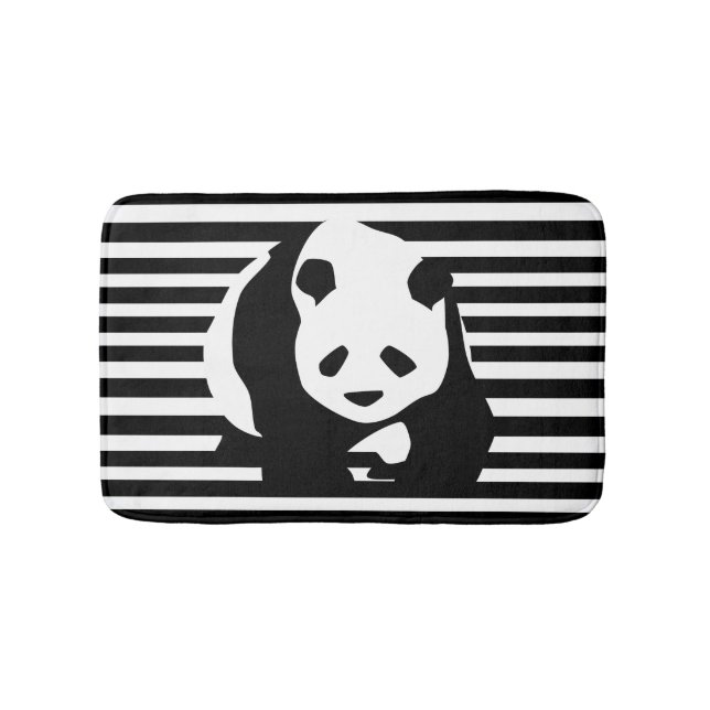 Giant Panda and Black and White Stripes Bath Mat (Front)