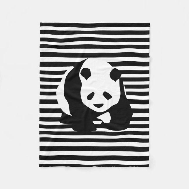 Giant Panda and Stripes Fleece Blanket (Front)