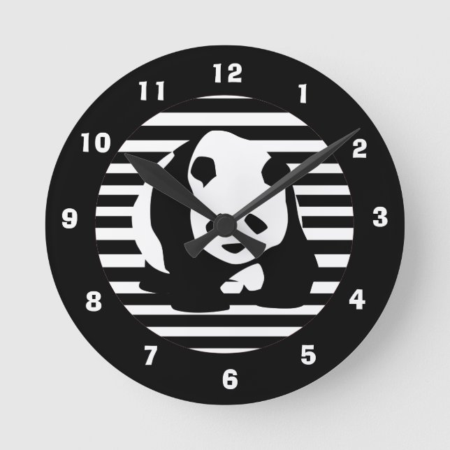 Giant Panda and Stripes Round Clock (Front)