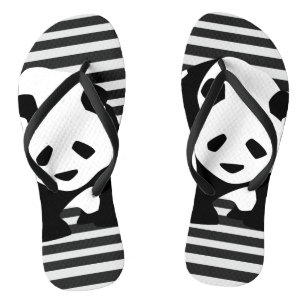 Giant Panda and Stripes Thongs