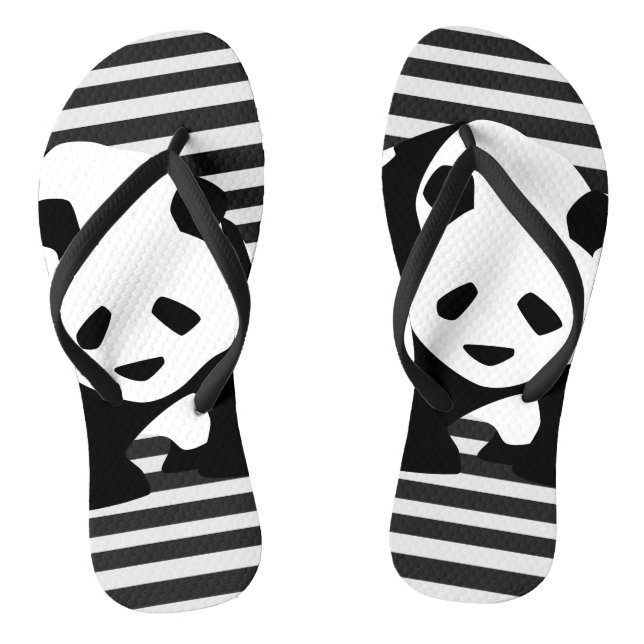 Giant Panda and Stripes Thongs (Footbed)
