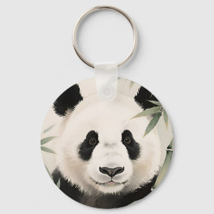 Giant Panda Bamboo Portrait Key Ring