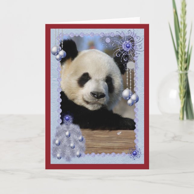 Giant Panda Bear Christmas Card (Front)