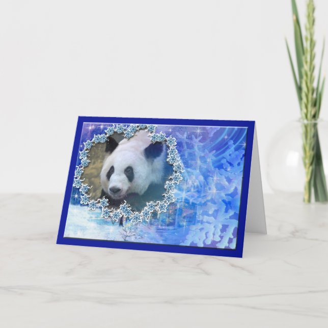 Giant Panda Bear Christmas Greeting Card (Front)