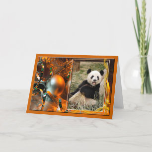Giant Panda Bear Christmas Greeting Card