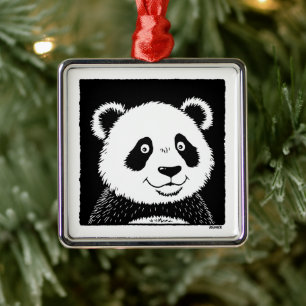 Giant Panda Bear Metal Ornament
