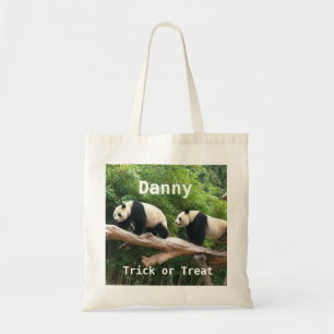 Giant panda custom personalise trick or treat tote bag
