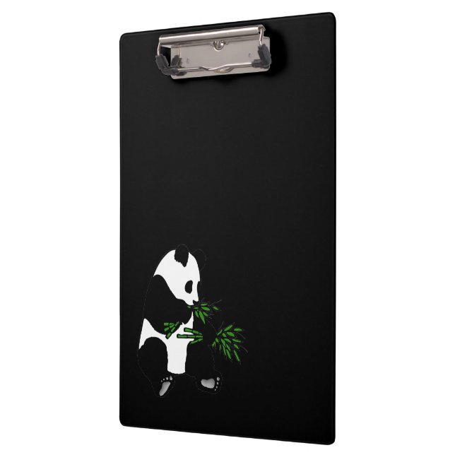 Giant Panda Eats Bamboo Black Clipboard (Left)
