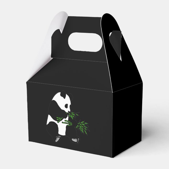 Giant Panda Eats Bamboo Black Favour Box (Front Side)