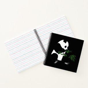 Giant Panda Eats Bamboo Black Notebook