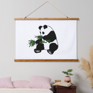 Giant Panda Eats Bamboo Hanging Tapestry