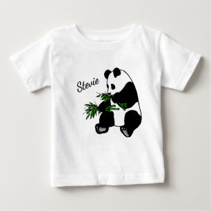 Giant Panda Eats Bamboo Name Baby T-Shirt