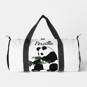 Giant Panda Eats Bamboo Name   Duffle Bag