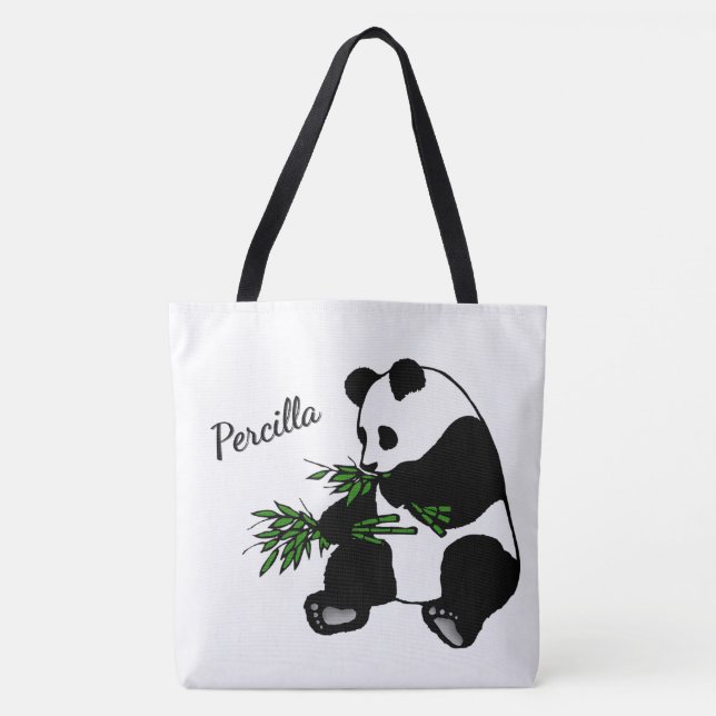 Giant Panda Eats Bamboo Name   Tote Bag (Front)