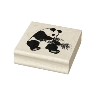 Giant Panda Eats Bamboo Rubber Stamp