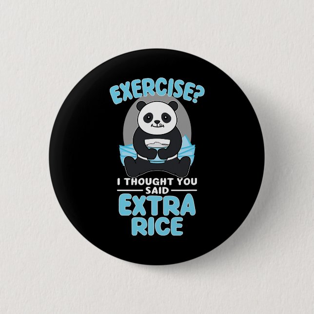 Giant Panda Funny Gym Workout Sayings Food Fitness 6 Cm Round Badge (Front)