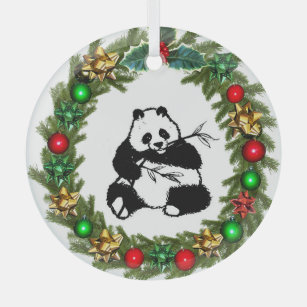 Giant Panda Glass Ornament