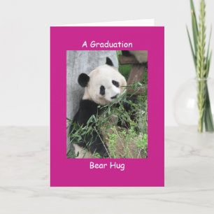 Giant Panda Graduation Bear Hug Pink Card