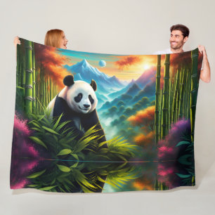 Giant Panda in Bamboo Forest Fleece Blanket
