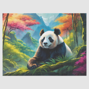 Giant Panda in Bamboo Forest on Mountain Tissue Paper