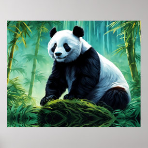 Giant Panda in Bamboo Forest Poster