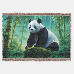 Giant Panda in Bamboo Forest Throw Blanket