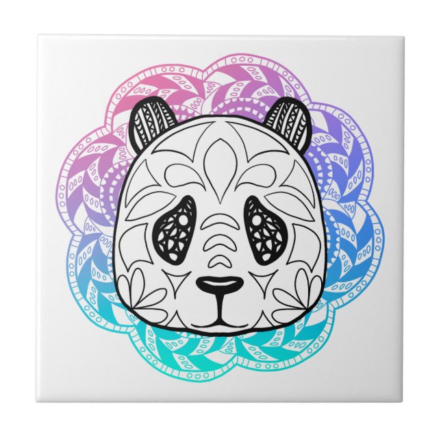 Giant Panda Mandala Ceramic Tile (Front)