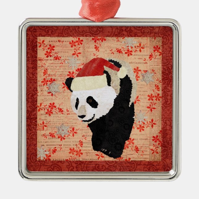 Giant Panda Red Snowflakes Ornament (Front)
